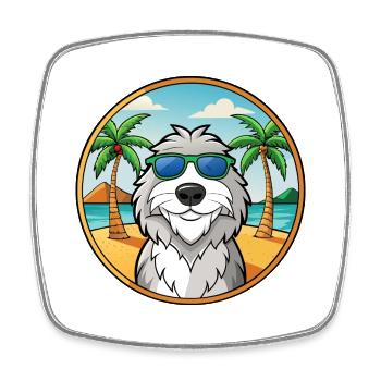 Polnische Schäferhundrasse Cartoon Sonnenbrille Strand - Viereckiger Kühlschrankmagnet - Weiß - Vorne