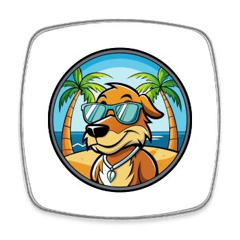 Poitevin Hound Hund Rasse Cartoon Sonnenbrille Strand - Viereckiger Kühlschrankmagnet - Weiß - Vorne