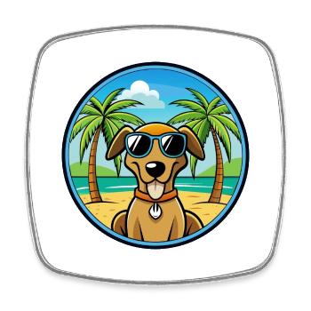Polnische Jagdhunderasse Cartoon Sonnenbrille Strand - Viereckiger Kühlschrankmagnet - Weiß - Vorne