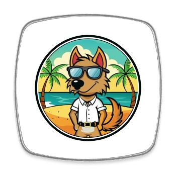 Polnische Jagdhunderasse Cartoon Sonnenbrille Strand - Viereckiger Kühlschrankmagnet - Weiß - Vorne