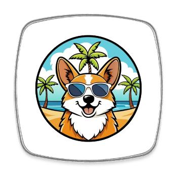 Pembroke Welsh Corgi Hunderasse Cartoon Sonnenbrille - Viereckiger Kühlschrankmagnet - Weiß - Vorne