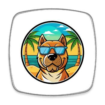 Perro De Presa Canario Hunderasse Cartoon Strand - Viereckiger Kühlschrankmagnet - Weiß - Vorne