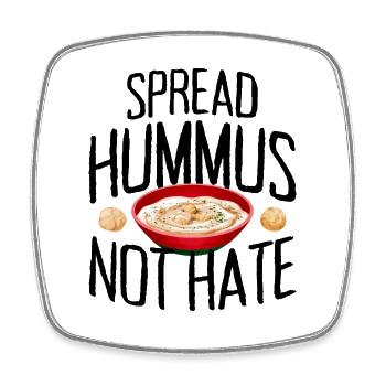 Spread Hummus Not Hate Vegan Geschenk Für Veganer - Viereckiger Kühlschrankmagnet - Weiß - Vorne