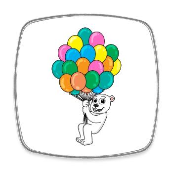 Eisbär Luftballon - Viereckiger Kühlschrankmagnet - Weiß - Vorne