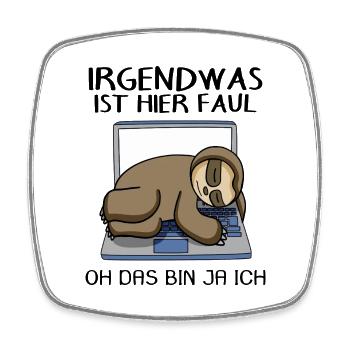 Lustiger Faultier Spruch Faul Büro schlafen - Viereckiger Kühlschrankmagnet - Weiß - Vorne