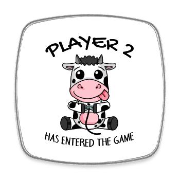 Zweite Kind Spieler 2 Baby Kuh Schwanger Geschenk - Viereckiger Kühlschrankmagnet - Weiß - Vorne