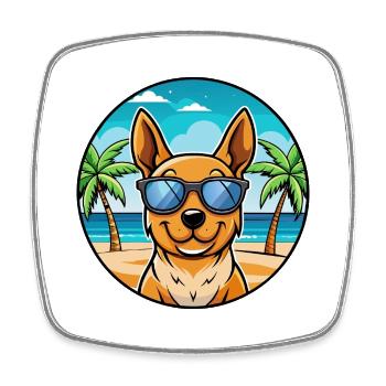 Lancashire Heeler Hunderasse Cartoon Sonnenbrille Strand - Viereckiger Kühlschrankmagnet - Weiß - Vorne