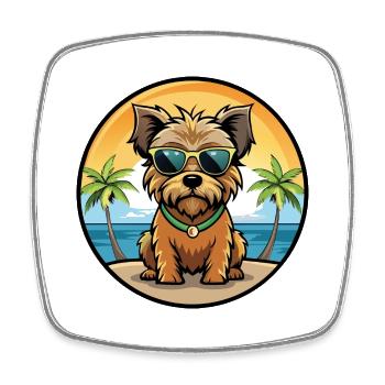 Norfolk Terrier Hunderasse Cartoon Sonnenbrille Strand - Viereckiger Kühlschrankmagnet - Weiß - Vorne