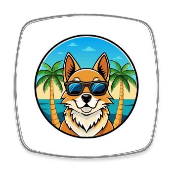 Nordic Spitz Hunderasse Cartoon Sonnenbrille Strand - Viereckiger Kühlschrankmagnet - Weiß - Vorne