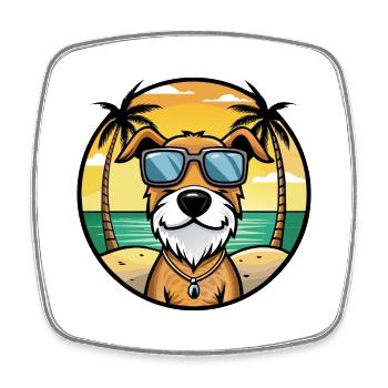 Istrischer Drahthaarhund Hunderasse Cartoon Beach - Viereckiger Kühlschrankmagnet - Weiß - Vorne