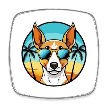 Ibizan Hound Hund Rasse Cartoon Sonnenbrille Strand - Viereckiger Kühlschrankmagnet - Weiß - Vorne