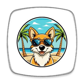 Lunettes de soleil de dessin animé de race de chien chantant de Nouvelle-Guinée - Magnet carré - blanc - Devant