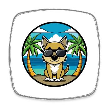 Nouvelle-Zélande Chien Race Dessin Animé Lunettes De Soleil Plage - Magnet carré - blanc - Devant