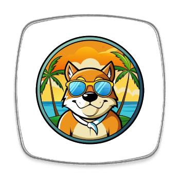 Moskau Watchdog Rasse Cartoon Sonnenbrille Strand - Viereckiger Kühlschrankmagnet - Weiß - Vorne