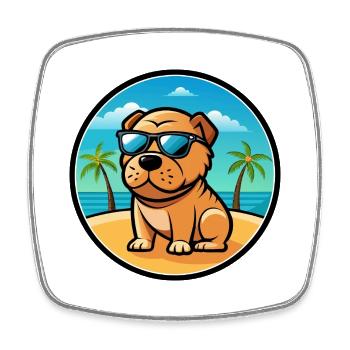 Miniatur Shar Pei Hunderasse Cartoon Sonnenbrille - Viereckiger Kühlschrankmagnet - Weiß - Vorne