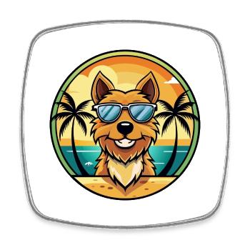 Jagdterrier Hunderasse Cartoon Sonnenbrille Strand - Viereckiger Kühlschrankmagnet - Weiß - Vorne