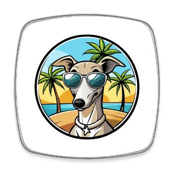 Italienischer Windhund Hunderasse Cartoon Sonnenbrille Strand - Viereckiger Kühlschrankmagnet - Weiß - Vorne