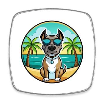 Deutsche Dogge Hunderasse Cartoon Sonnenbrille Strand - Viereckiger Kühlschrankmagnet - Weiß - Vorne