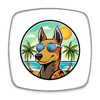 Manchester Terrier Hunderasse Cartoon Sonnenbrille - Viereckiger Kühlschrankmagnet - Weiß - Vorne