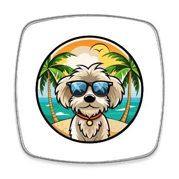 Maltipoo Hunderasse Cartoon Sonnenbrille Strand - Viereckiger Kühlschrankmagnet - Weiß - Vorne