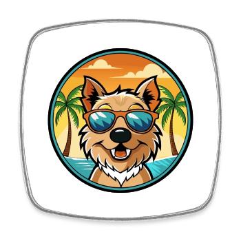 Lucas Terrier Hunderasse Cartoon Sonnenbrille Strand - Viereckiger Kühlschrankmagnet - Weiß - Vorne
