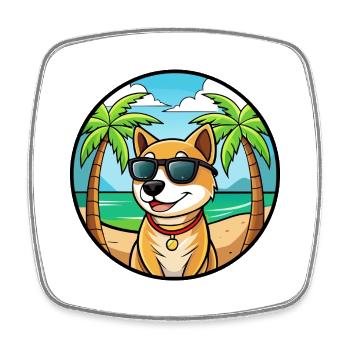Laufhund Hunderasse Cartoon Sonnenbrille Strand - Viereckiger Kühlschrankmagnet - Weiß - Vorne