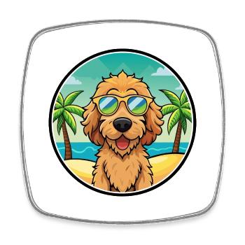 Labradoodle Hunderasse Cartoon Sonnenbrille Strand - Viereckiger Kühlschrankmagnet - Weiß - Vorne
