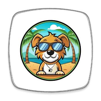 Kyi Leo Hunderasse Cartoon Sonnenbrille Strand - Viereckiger Kühlschrankmagnet - Weiß - Vorne