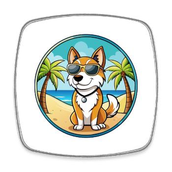 Karelo Finnische Laika Hunderasse Cartoon Sonnenbrille - Viereckiger Kühlschrankmagnet - Weiß - Vorne