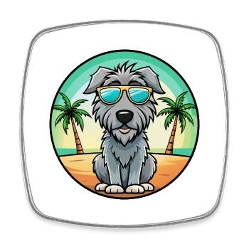 Irischer Wolfshund Hunderasse Cartoon Sonnenbrille Strand - Viereckiger Kühlschrankmagnet - Weiß - Vorne