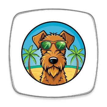Irish Terrier Hunderasse Cartoon Sonnenbrille Strand - Viereckiger Kühlschrankmagnet - Weiß - Vorne
