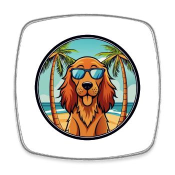 Irish Setter Hund Rasse Cartoon Sonnenbrille Strand - Viereckiger Kühlschrankmagnet - Weiß - Vorne