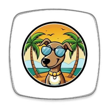 Hannover Laufhund Hunderasse Cartoon Sonnenbrille Strand - Viereckiger Kühlschrankmagnet - Weiß - Vorne