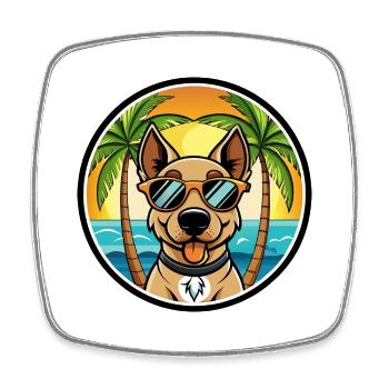 Deutscher Jagdterrier Hunderasse Cartoon Beach - Viereckiger Kühlschrankmagnet - Weiß - Vorne