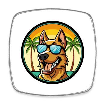 Deutscher Windhund Rasse Cartoon Sonnenbrille Strand - Viereckiger Kühlschrankmagnet - Weiß - Vorne