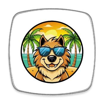 Estrela Mountain Dog Breed Cartoon Sunglass Beach - Magnet carré - blanc - Devant