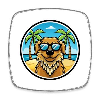 Friesische Wasserhundrasse Cartoon Sonnenbrille Strand - Viereckiger Kühlschrankmagnet - Weiß - Vorne