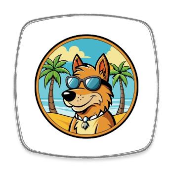 Friesischer Vorstehhund Rasse Cartoon Sonnenbrille Strand - Viereckiger Kühlschrankmagnet - Weiß - Vorne
