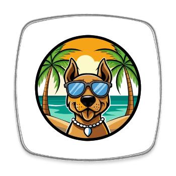 Finnischer Jagdhund Rasse Cartoon Sonnenbrille Strand - Viereckiger Kühlschrankmagnet - Weiß - Vorne