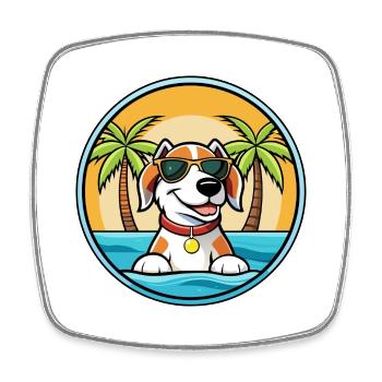 Estnischer Windhund Rasse Cartoon Sonnenbrille Strand - Viereckiger Kühlschrankmagnet - Weiß - Vorne
