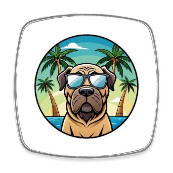 Englische Dogge Hund Rasse Cartoon Sonnenbrille Strand - Viereckiger Kühlschrankmagnet - Weiß - Vorne