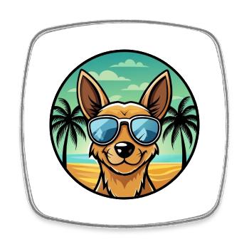 Englische Spielzeug Terrier Hund Rasse Cartoon Sonnenbrille - Viereckiger Kühlschrankmagnet - Weiß - Vorne