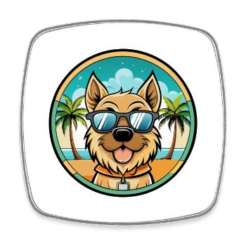 Bolognese Chien Race Dessin Animé Lunettes De Soleil Plage - Magnet carré - blanc - Devant