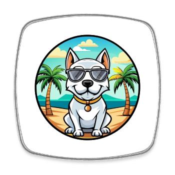Dogue Argentino Chien Race Dessin Animé Lunettes De Soleil Plage - Magnet carré - blanc - Devant