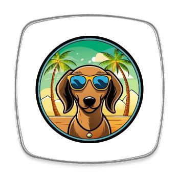 Dackel Hunderasse Cartoon Sonnenbrille Strand - Viereckiger Kühlschrankmagnet - Weiß - Vorne