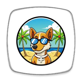 Dänisch Schwedische Bauernhund Rasse Cartoon Sonnenbrille - Viereckiger Kühlschrankmagnet - Weiß - Vorne