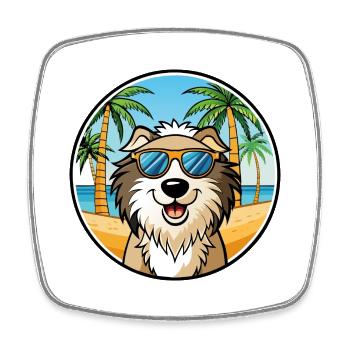 Kroatische Schäferhundrasse Cartoon Sonnenbrille Strand - Viereckiger Kühlschrankmagnet - Weiß - Vorne