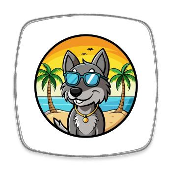 Cesky Fousek Hunderasse Cartoon Sonnenbrille Strand - Viereckiger Kühlschrankmagnet - Weiß - Vorne