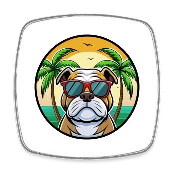 Bulldog Breed Cartoon Lunettes de soleil Beach - Magnet carré - blanc - Devant