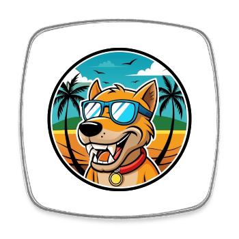 Bruno Jura Hound Hunderasse Cartoon Sonnenbrille Strand - Viereckiger Kühlschrankmagnet - Weiß - Vorne